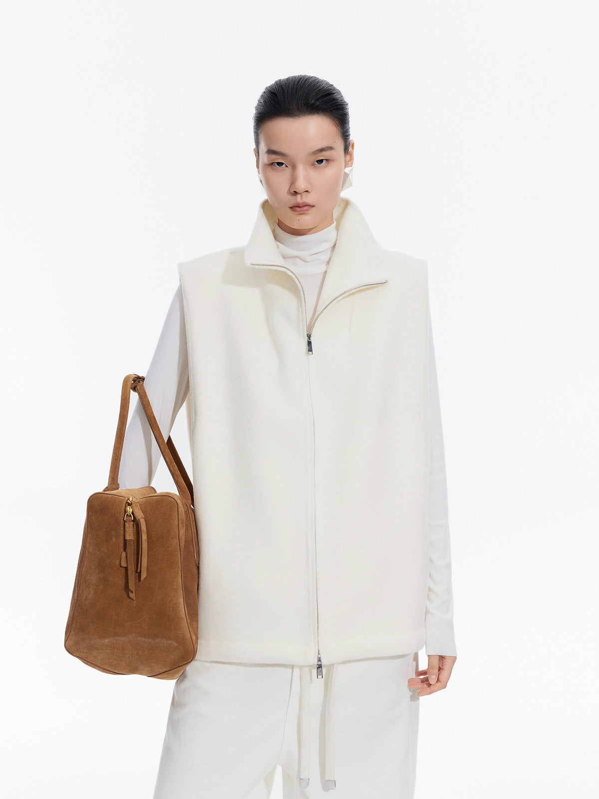 Vest / JNBY Wool Double-Faced Stand Collar Vest