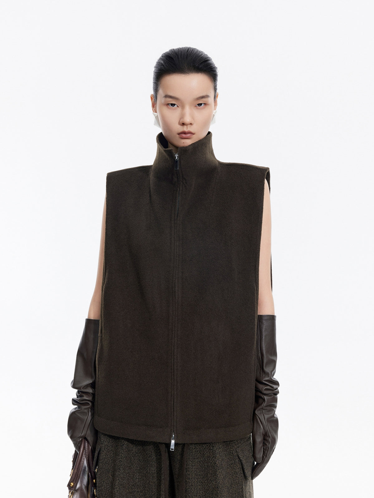 Vest / JNBY Wool Double-Faced Stand Collar Vest