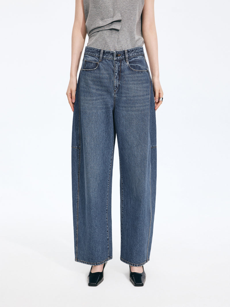 Jeans / JNBY High-Waist Banana Cut Denim Trousers 牛仔洗蓝