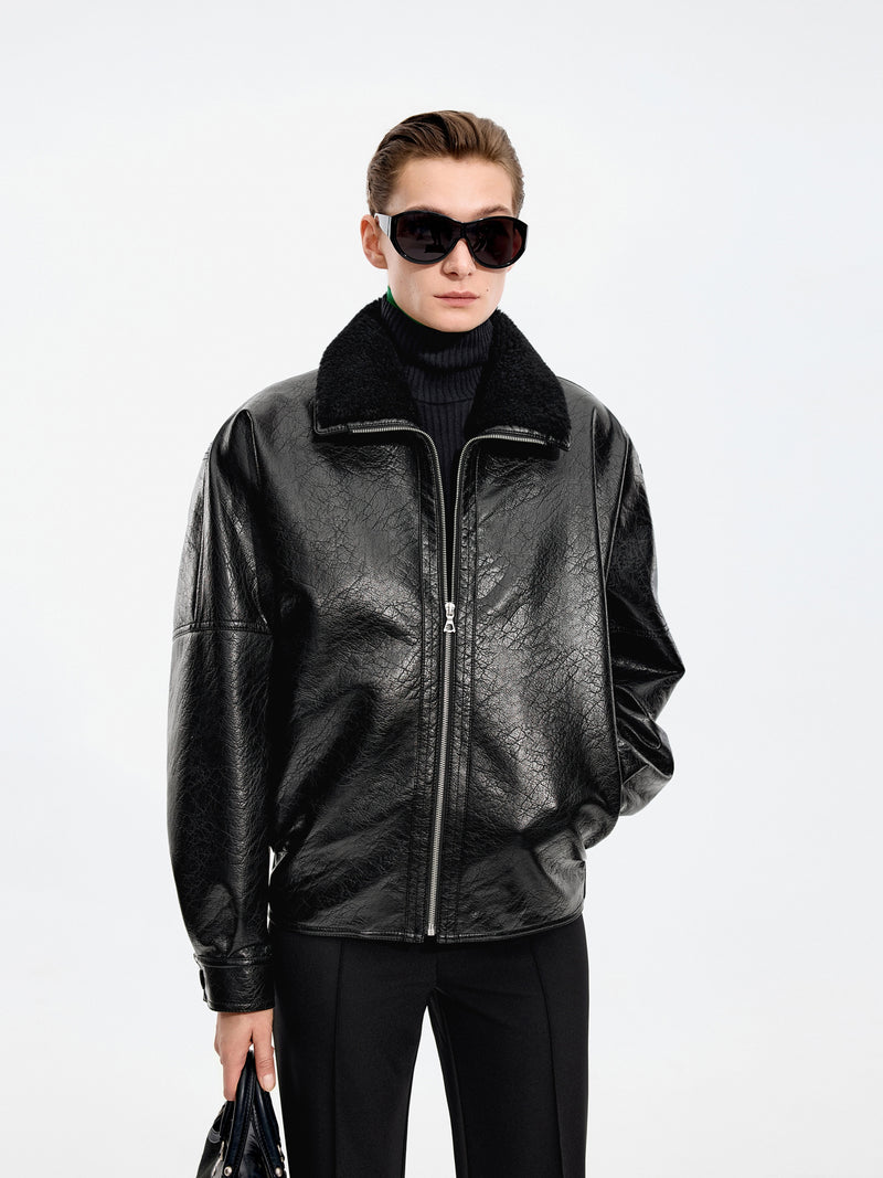 Jacket / JNBY O-Shape Faux Leather Jacket