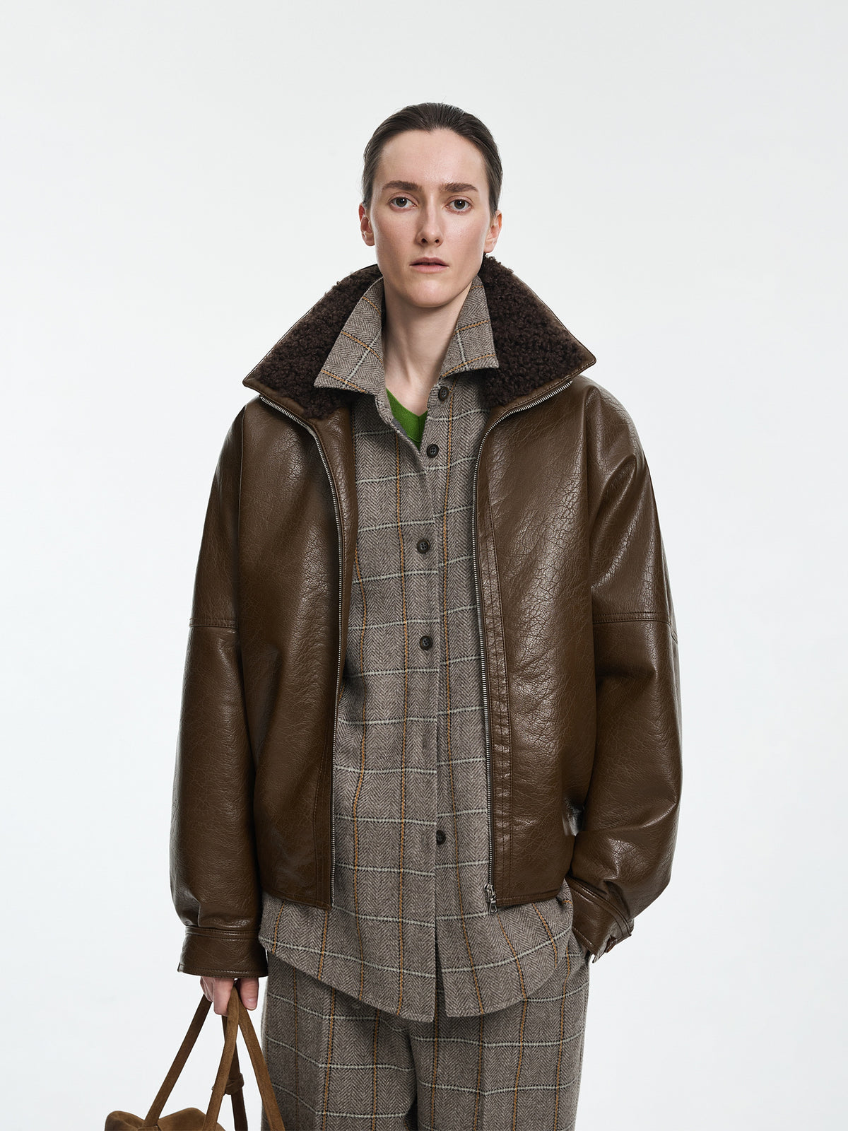 Jacket / JNBY O-Shape Faux Leather Jacket
