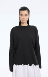 T-Shirt / JNBY Cut-Out Floral Long-Sleeve Tee
