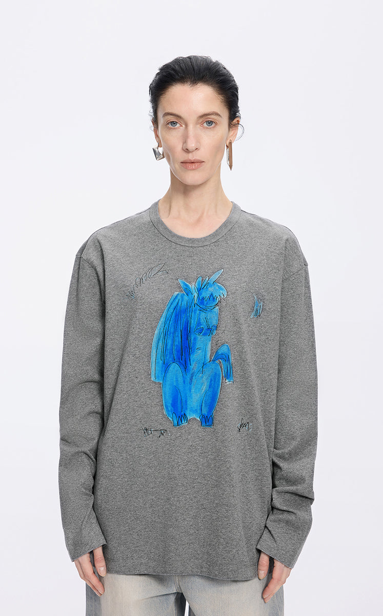 T-Shirt / JNBY Graphic Cotton Long Sleeve Tee