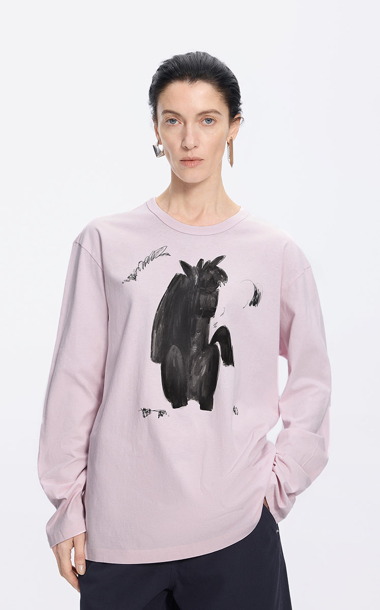 T-Shirt / JNBY Graphic Cotton Long Sleeve Tee