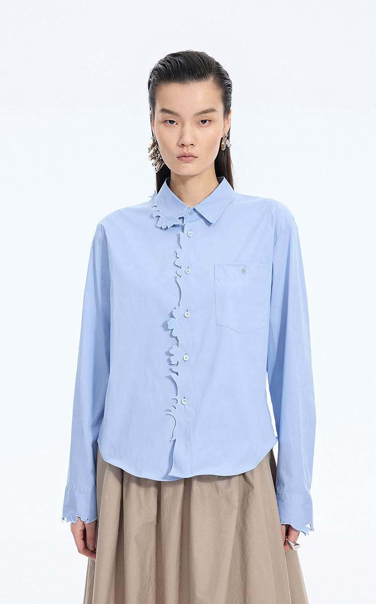 Shirt / JNBY Cut-Out Floral Dimensional Shirt Blue