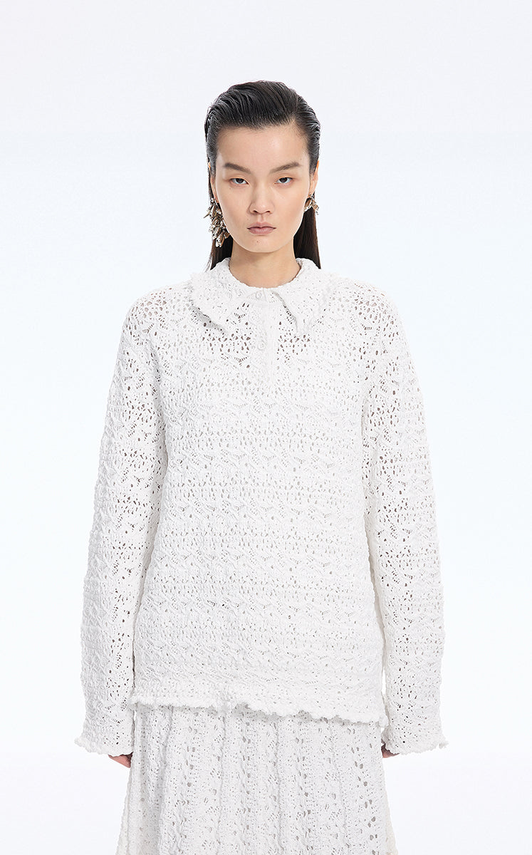 Sweater / JNBY Oversized Textured Knit Pullover White