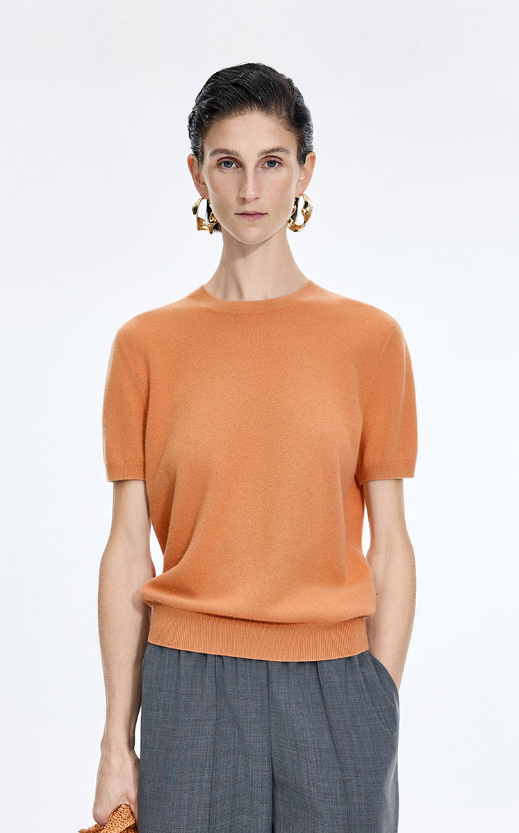 Sweater / JNBY Pure O-Shaped Cashmere Short-Sleeve Sweater