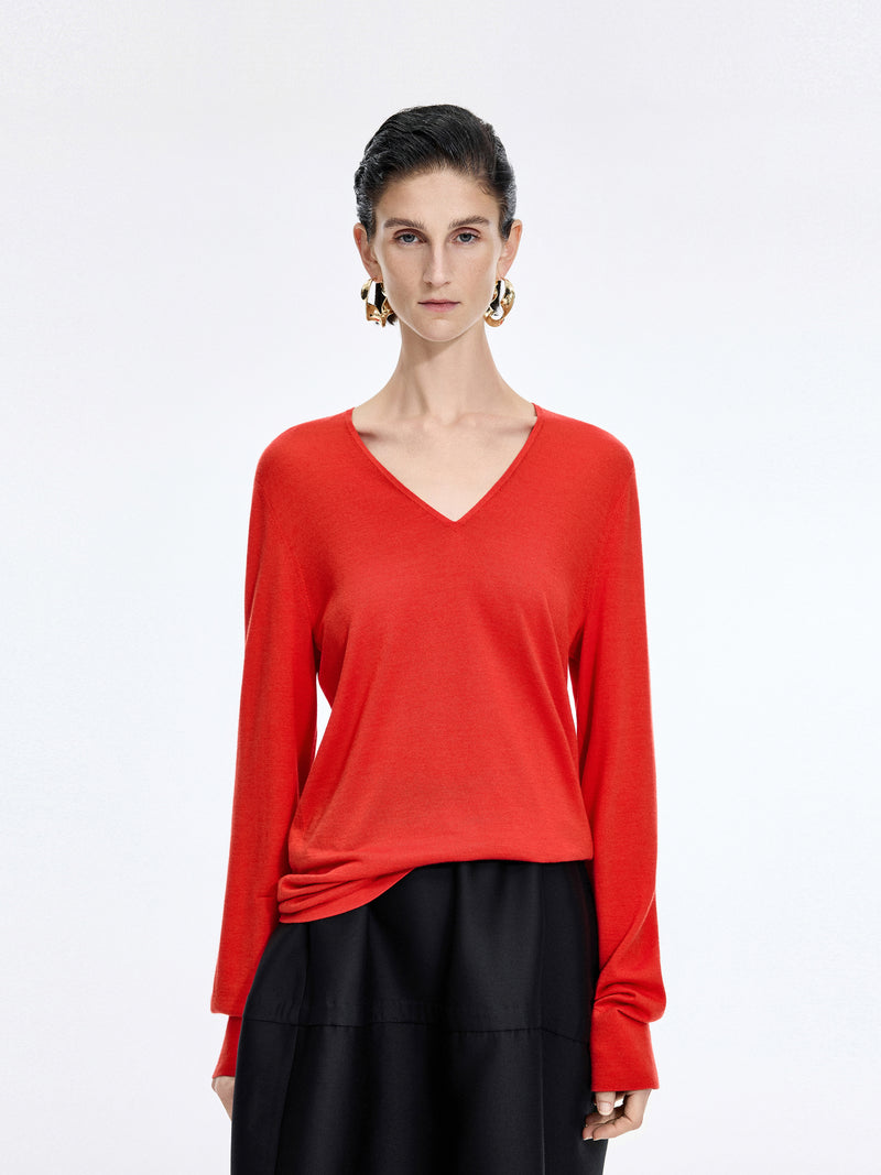 Sweater / JNBY V-Neck Baselan Wool-Silk Blend Pullover