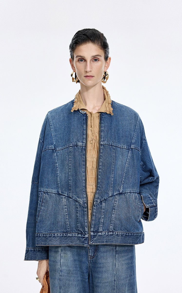 Jacket / JNBY Reconstructed Denim Collarless Jacket