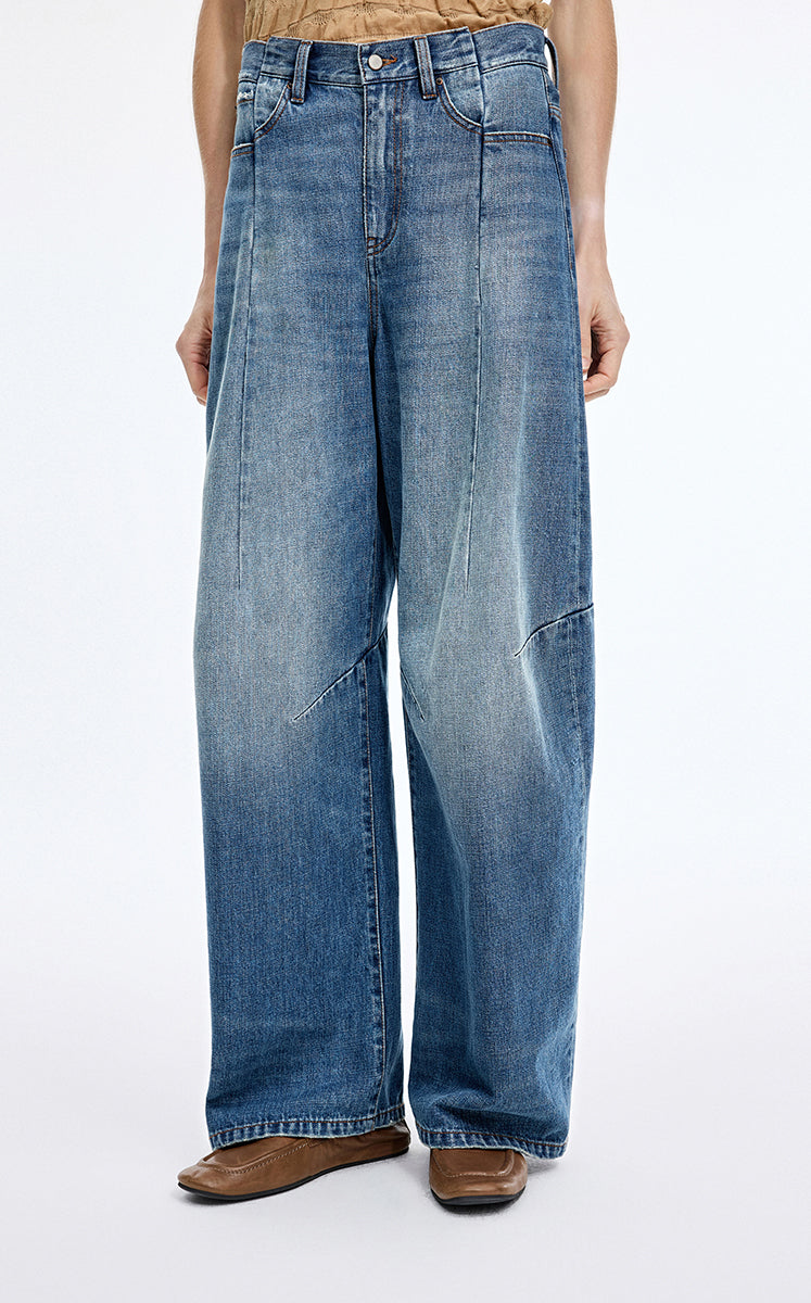 Pants / JNBY Vintage Textured Denim Pants Blue