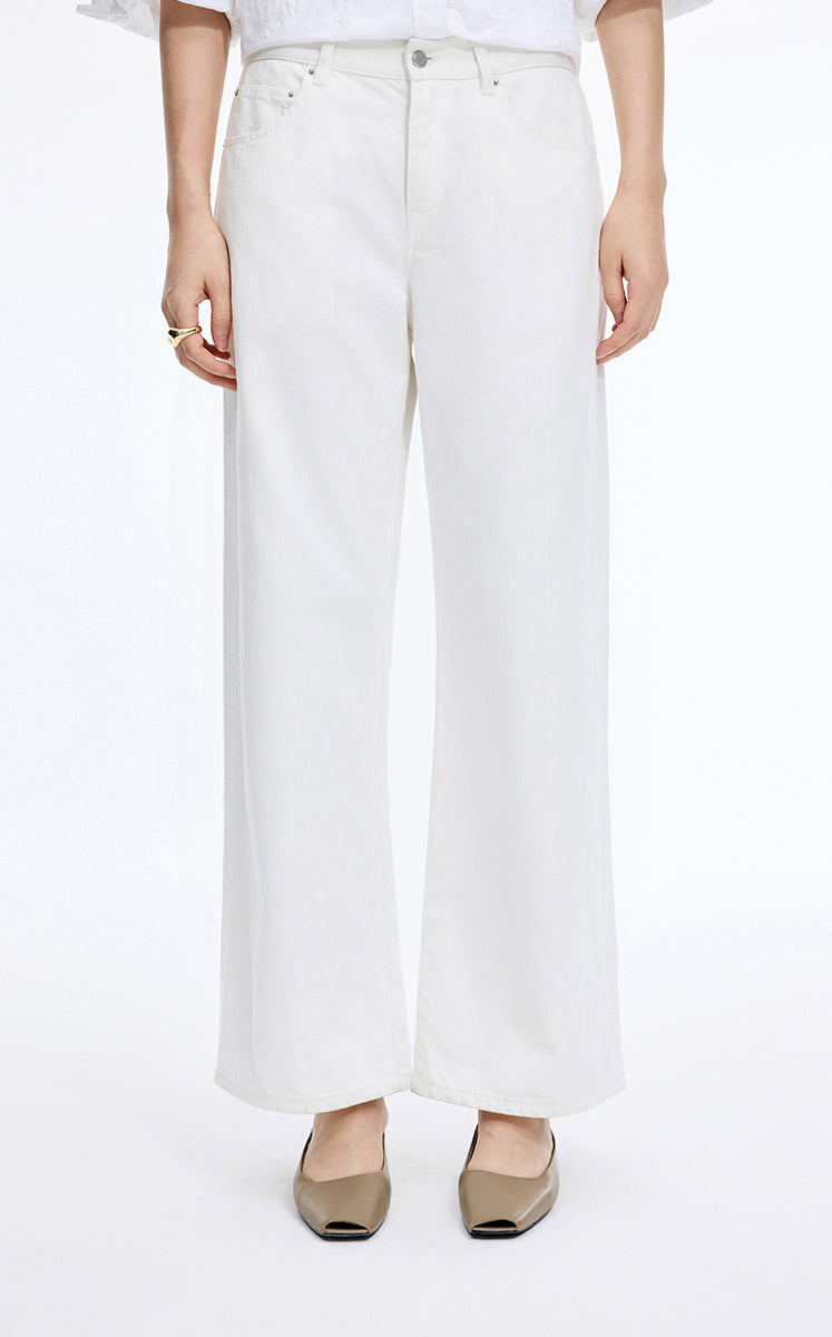 Pants / JNBY High-Grade Cotton Blend Straight Jeans White