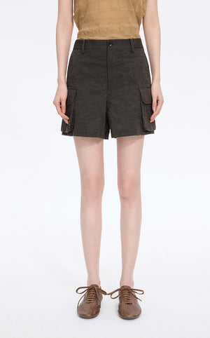 Pants / JNBY Embroidered Floral A-Line Shorts Dark Taupe