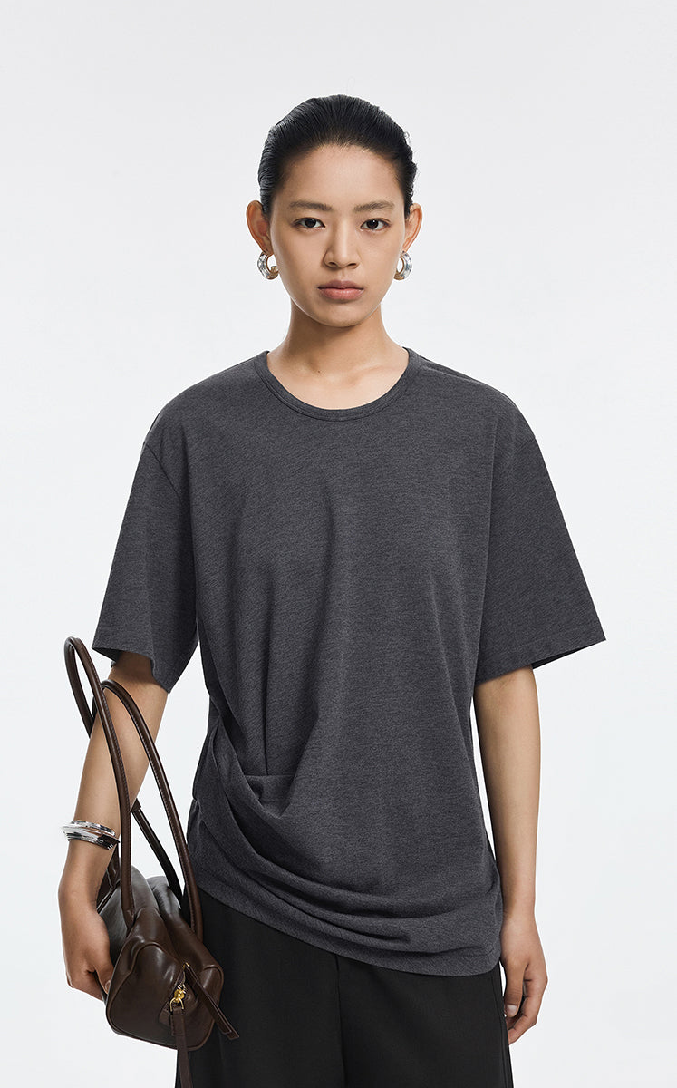 T-Shirt / JNBY Cotton Relaxed Fold Hem Tee