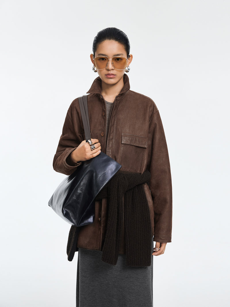 Jacket / JNBY Relaxed Fit Sheepskin Leather Jacket