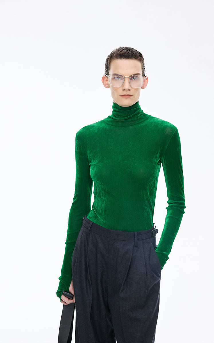 T-Shirt / JNBY Slim-Fit Velvet Long-Sleeve T-Shirt