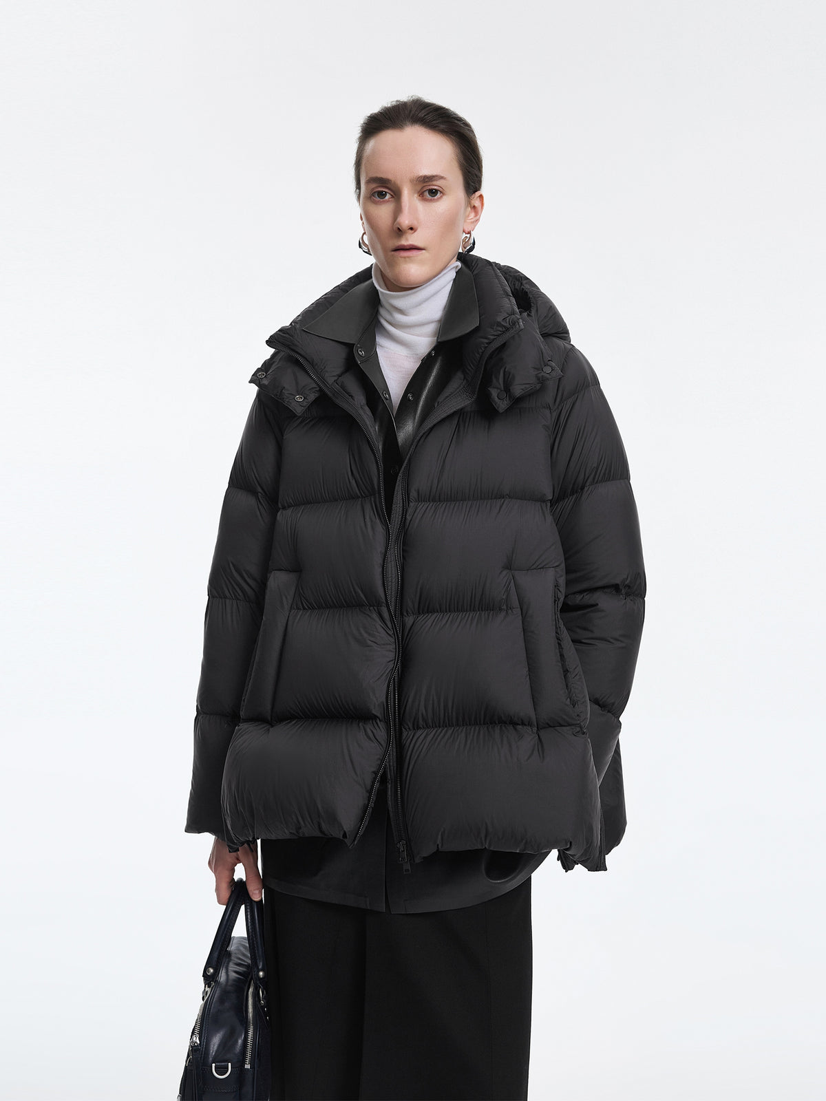 Coat / JNBY A-Line Down Puffer Jacket with Detachable Hood