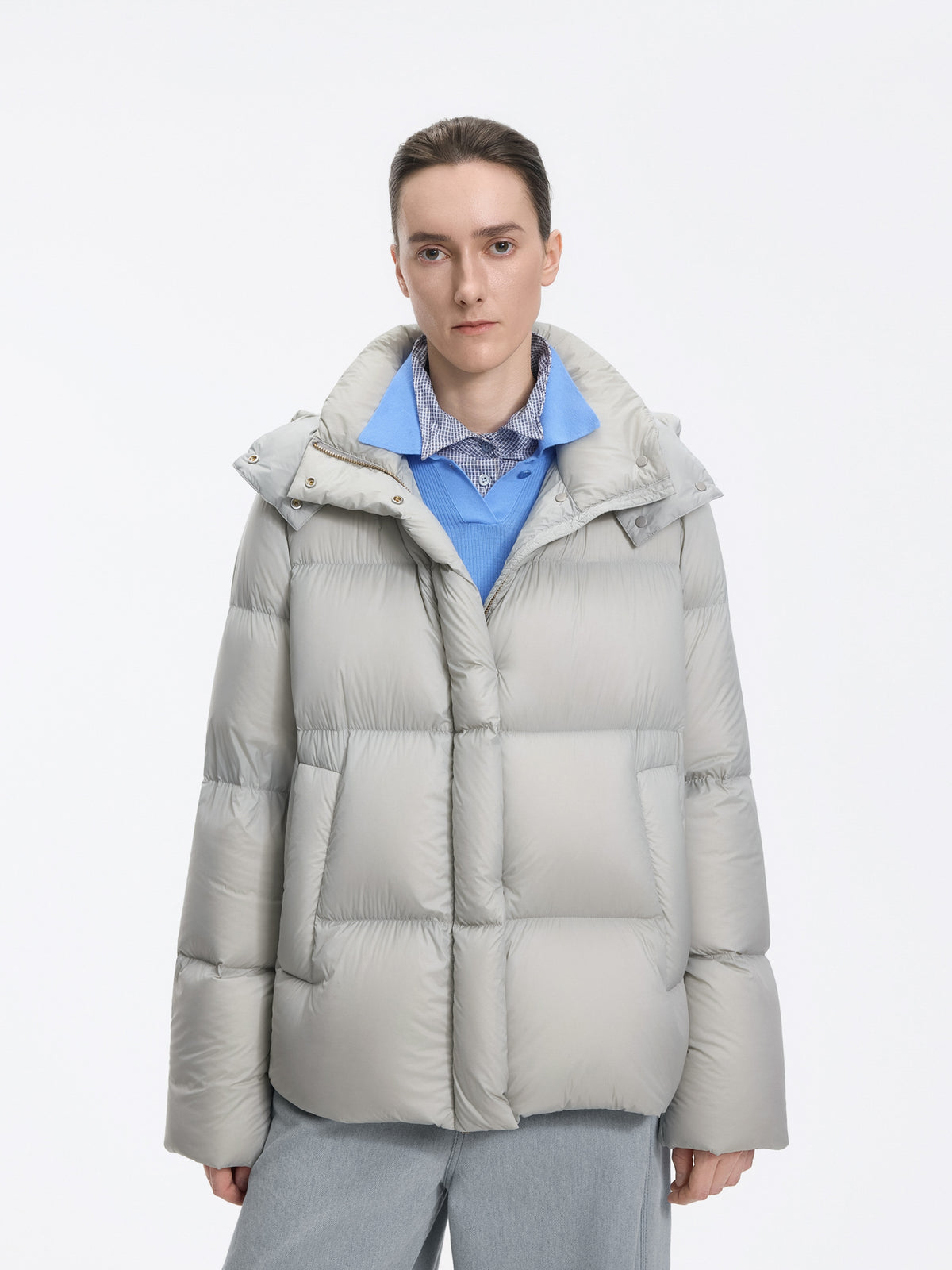 Coat / JNBY A-Line Down Puffer Jacket with Detachable Hood