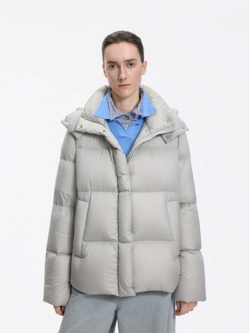 Coat / JNBY A-Line Down Puffer Jacket with Detachable Hood