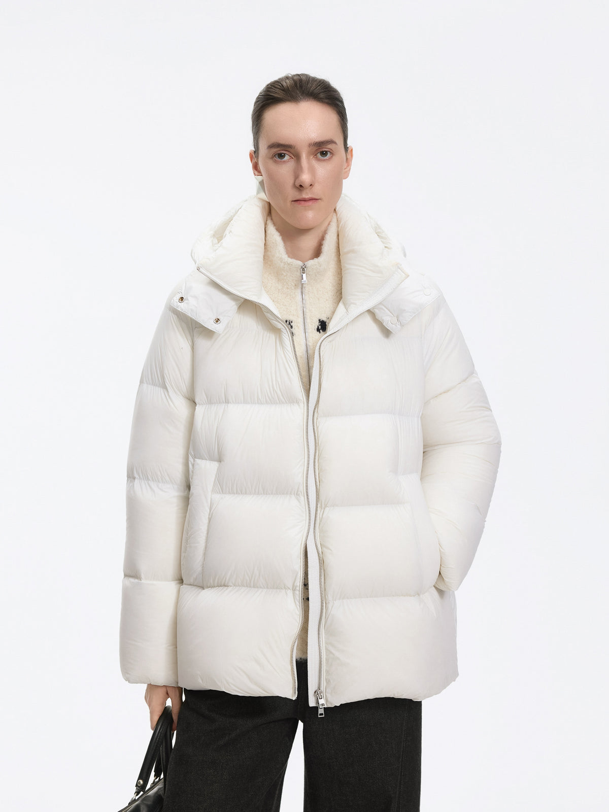 Coat / JNBY A-Line Down Puffer Jacket with Detachable Hood