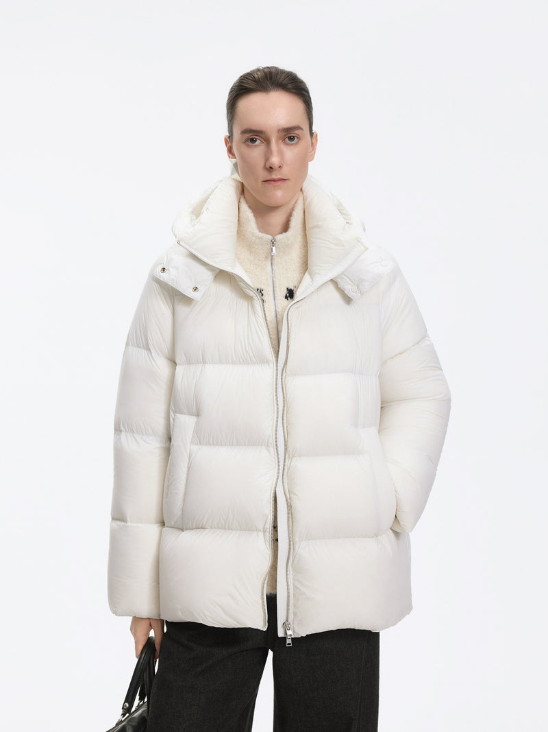 Coat / JNBY A-Line Down Puffer Jacket with Detachable Hood
