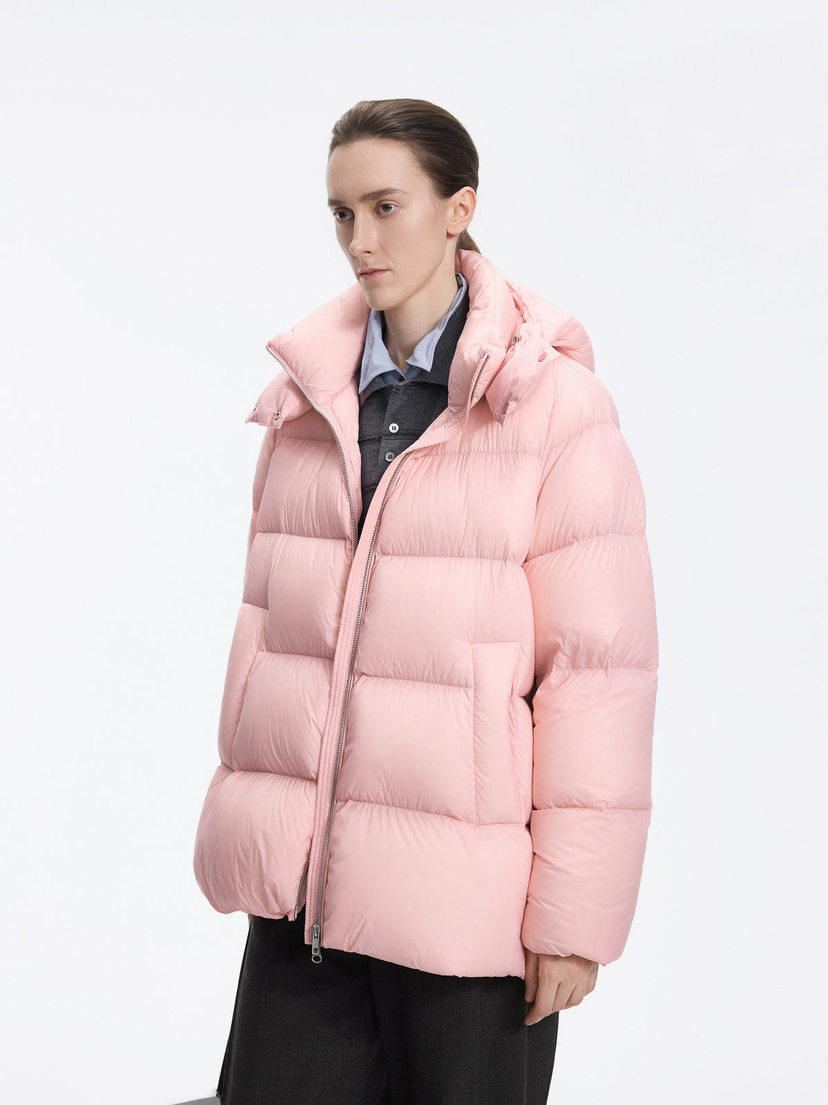 Coat / JNBY A-Line Down Puffer Jacket with Detachable Hood