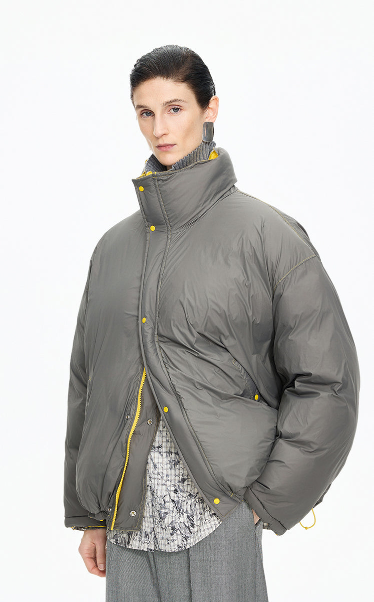 Down Coat / JNBY Oversized Jacquard Mid-Length Down Coat