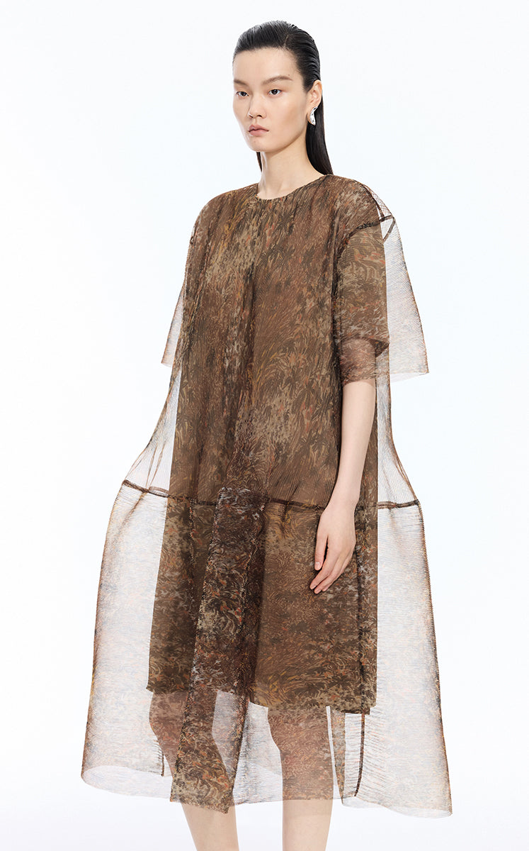 Dress / JNBY Kew Gardens Pleated Printed A-Line Dress