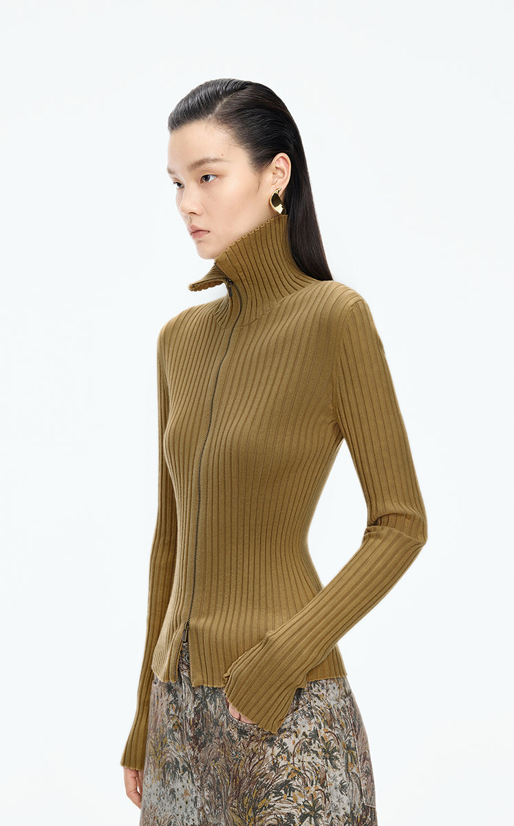 Sweater / JNBY Fitted Wool Blend Cropped Cardigan