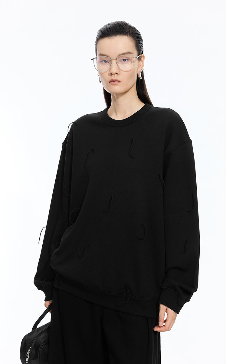 Sweatshirt / JNBY Loose Cotton Fringe Sweatshirt