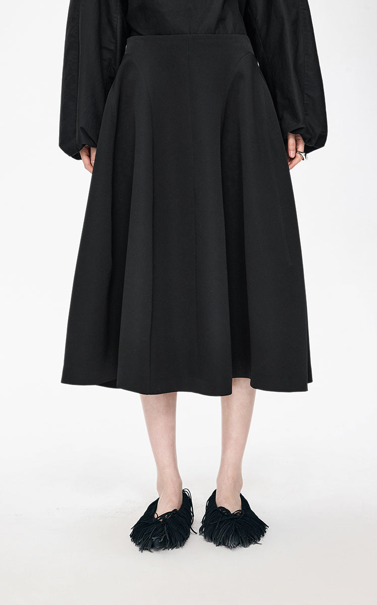 Skirt / JNBY Mid-Length Flared Waist Skirt black