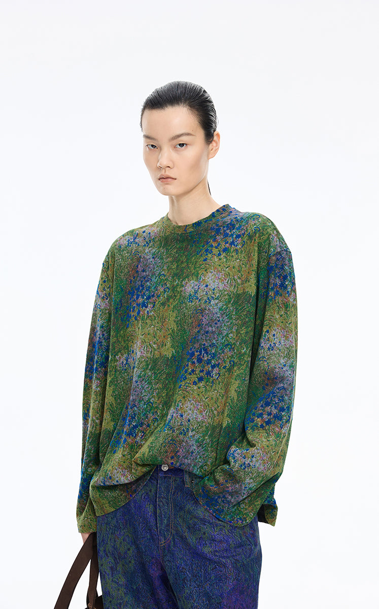 T-Shirt / JNBY Floral Graphic Cotton Long Sleeve Tee