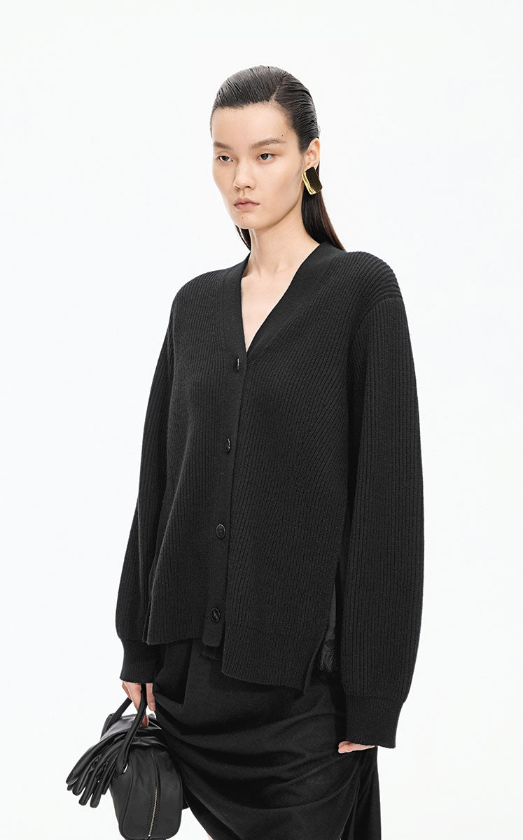 Sweater / JNBY Wool-Silk Longline Open Cardigan