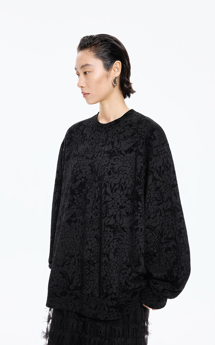 Sweatshirt / JNBY Oversized Flocked Floral Detail Pullover