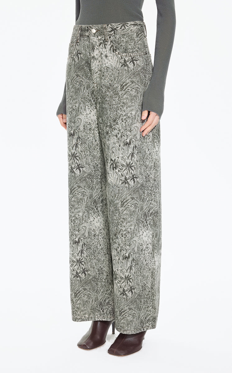 Pants / JNBY Wide-Leg Printed Denim Trousers