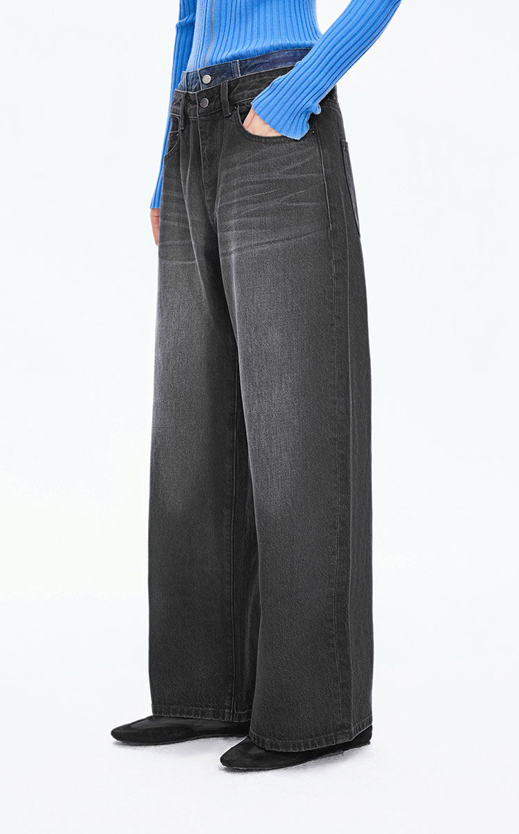 Pants / JNBY Straight-Leg Cuffed Denim Pants