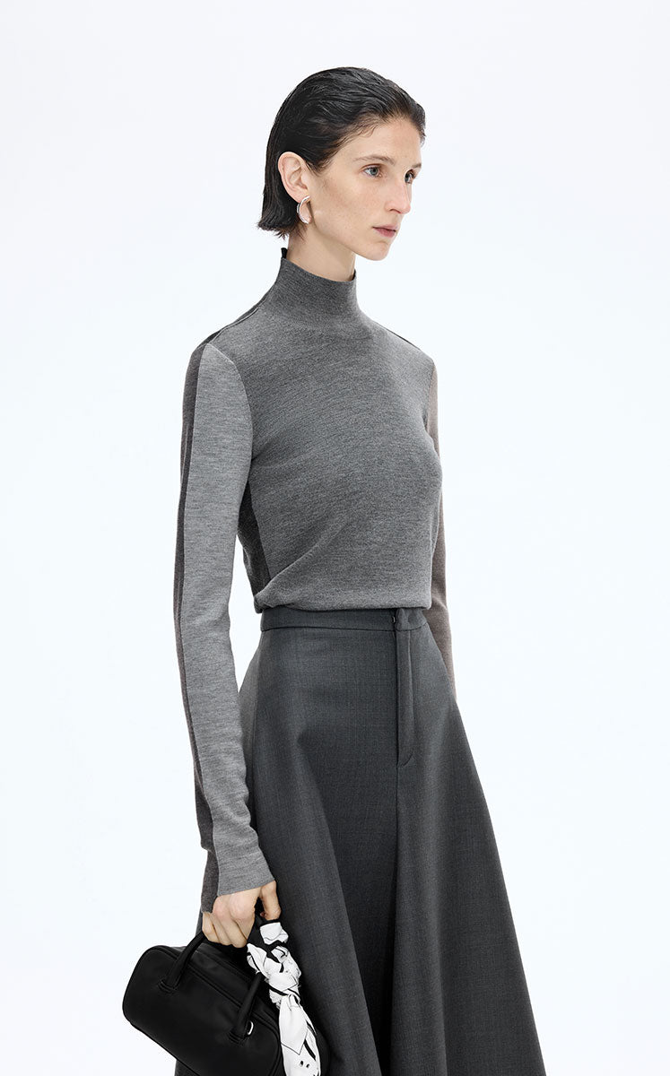 Sweater / JNBY Colorblock Wool Turtleneck Sweater