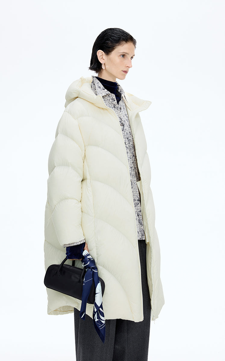 Down Coat / JNBY Oversized Long Hooded Down Coat