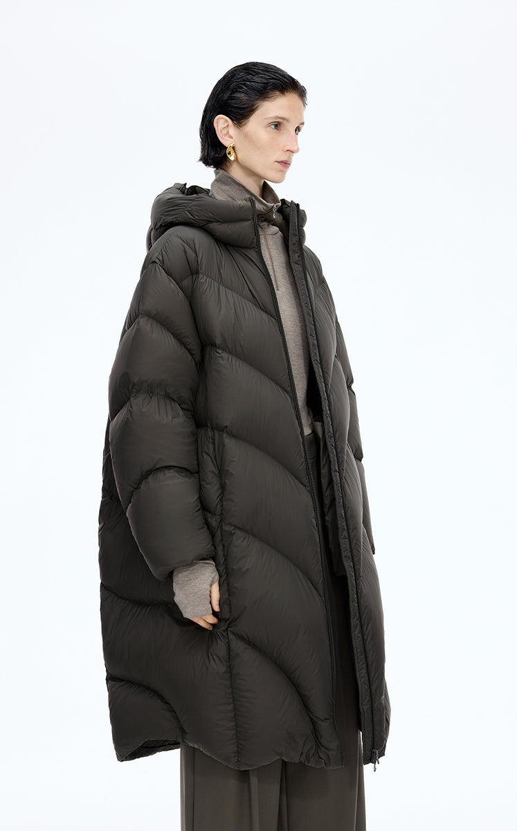 Down Coat / JNBY Oversized Long Hooded Down Coat