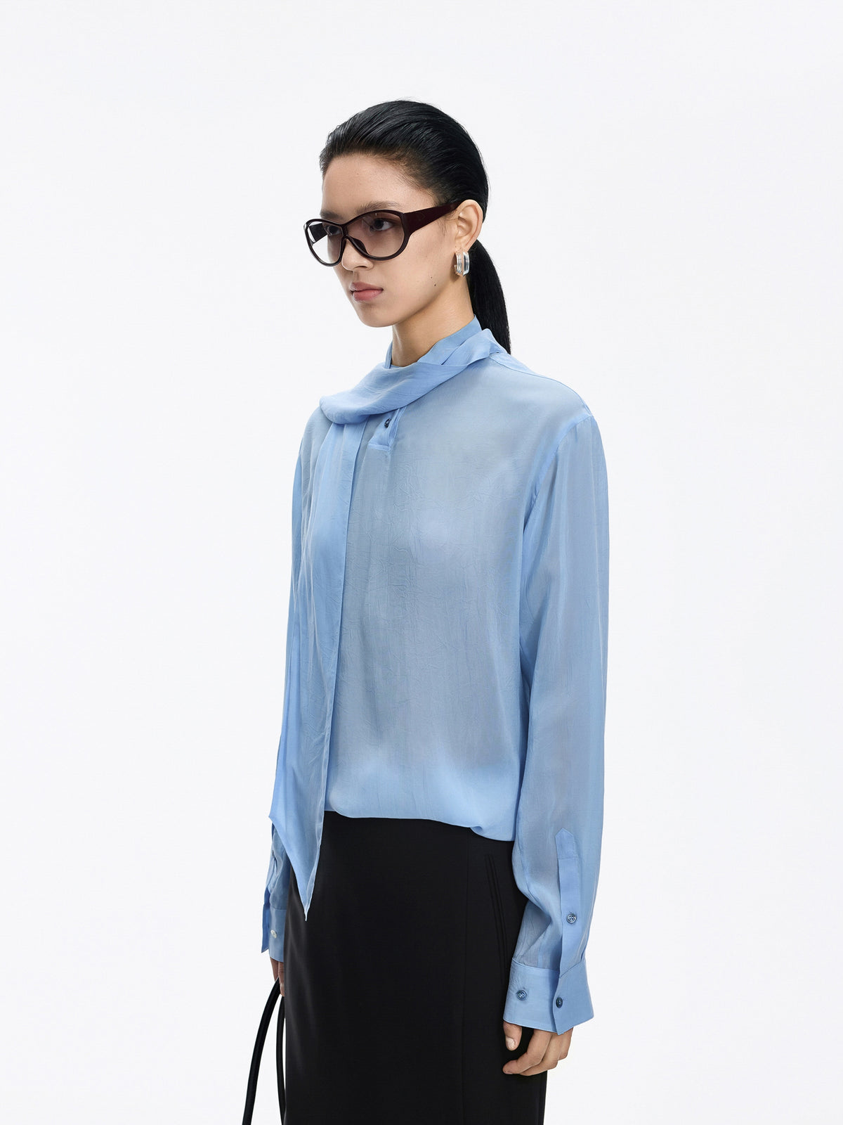 Shirt / JNBY Cupro Relaxed Long Sleeve Blouse