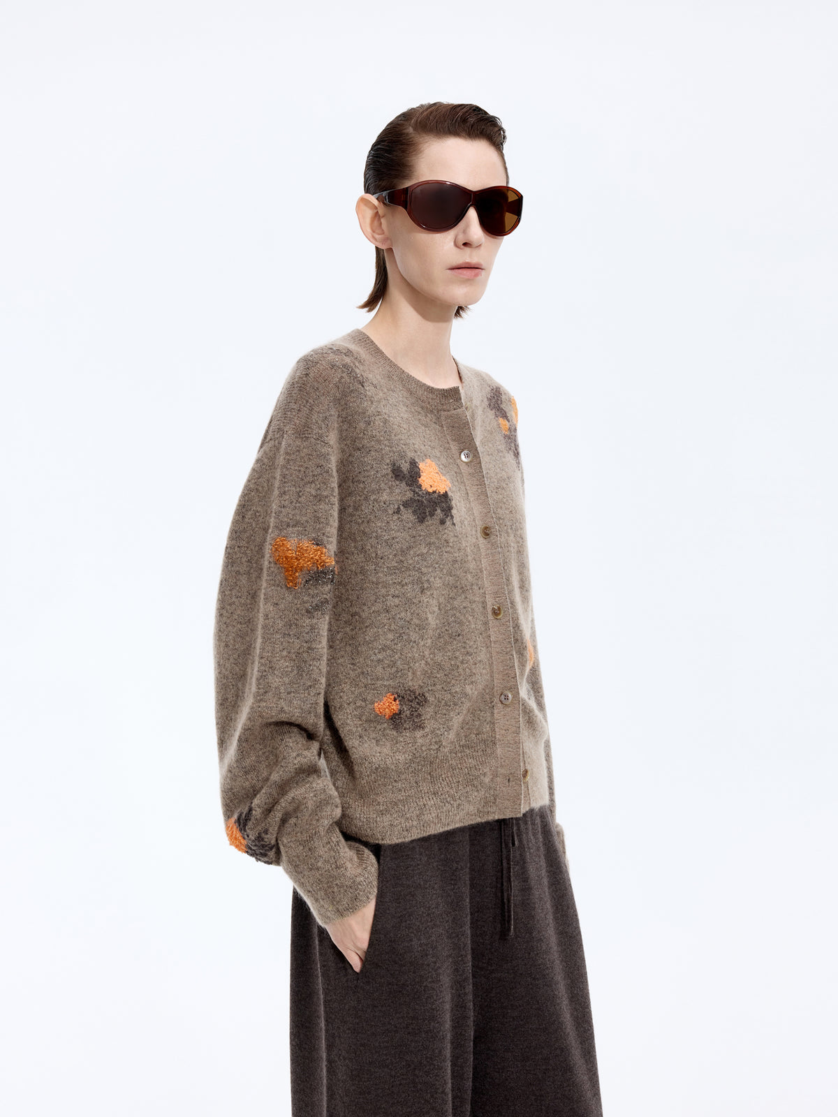 Cardigan / JNBY Mohair Blend Floral Jacqueline Short Sweater