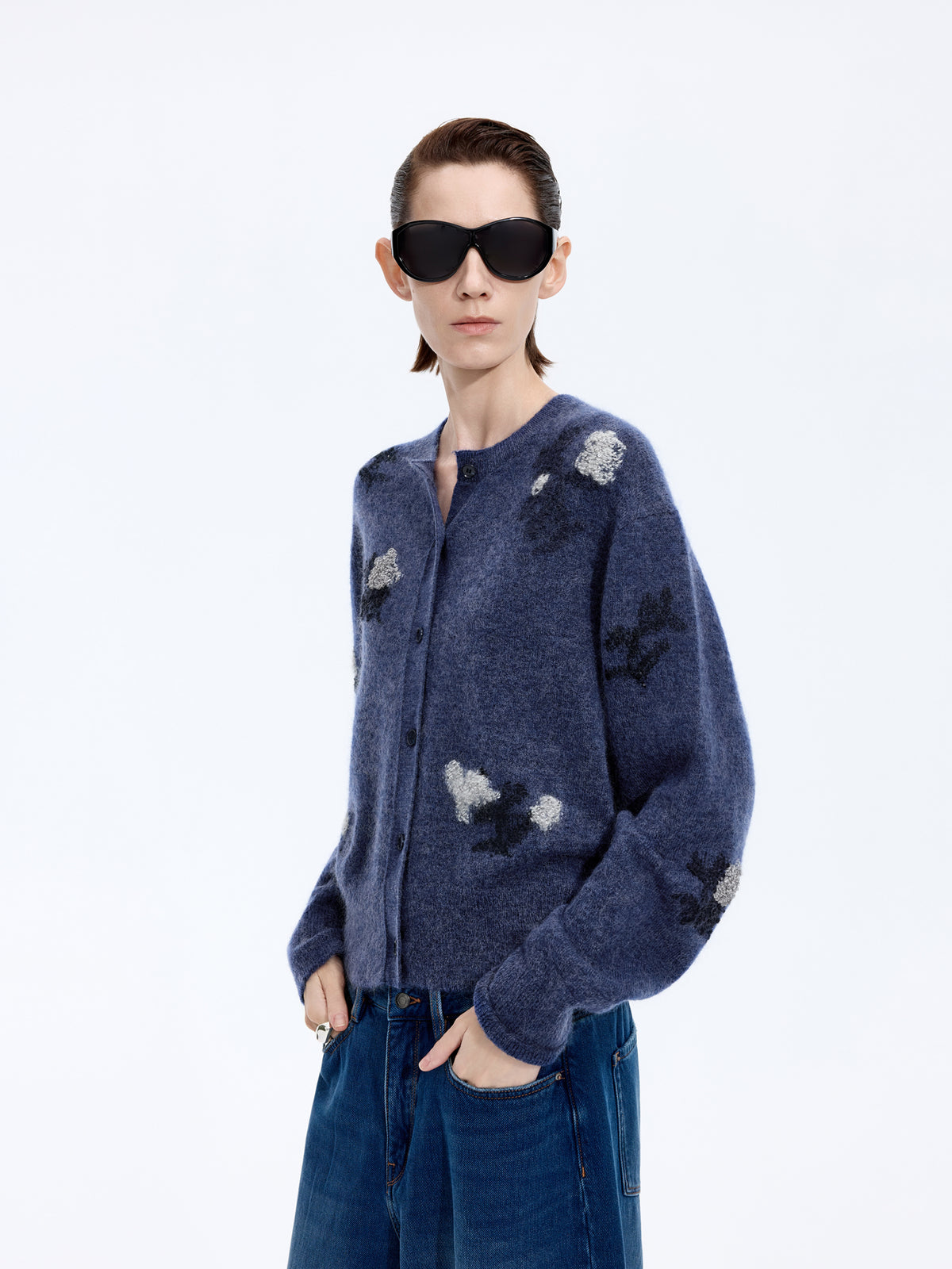 Cardigan / JNBY Mohair Blend Floral Jacqueline Short Sweater