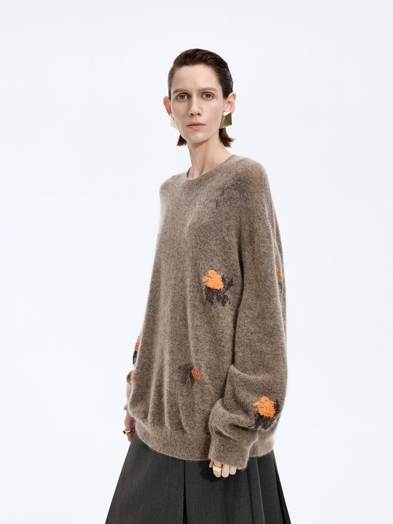 Sweater / JNBY Mohair Blend Oversized Floral Jacquard Pullover