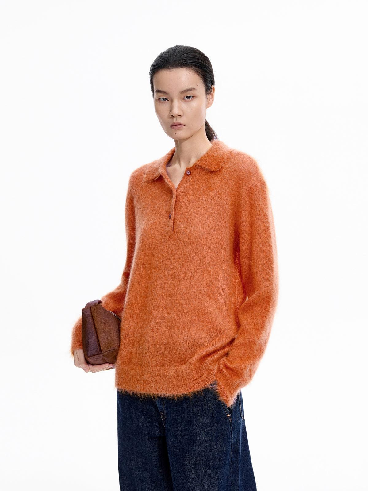 Sweater / JNBY Mohair Wool Blend Collared Pullover