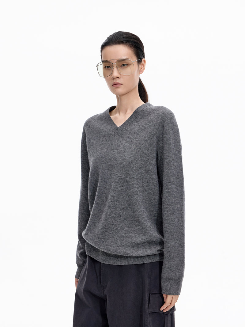 Sweater / JNBY Wool Jacquard V-Neck Pullover