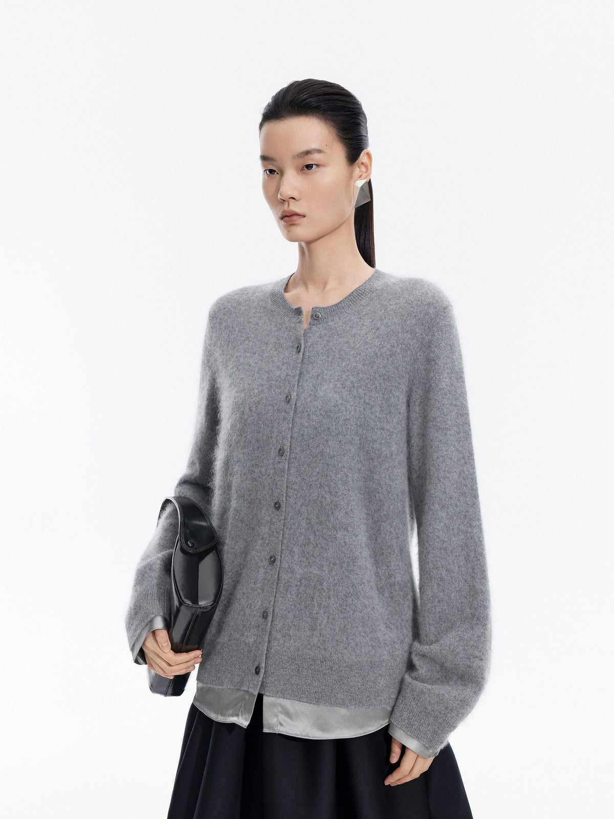 Cardigan / JNBY Wool Cashmere Silk Blend Open Front Sweater