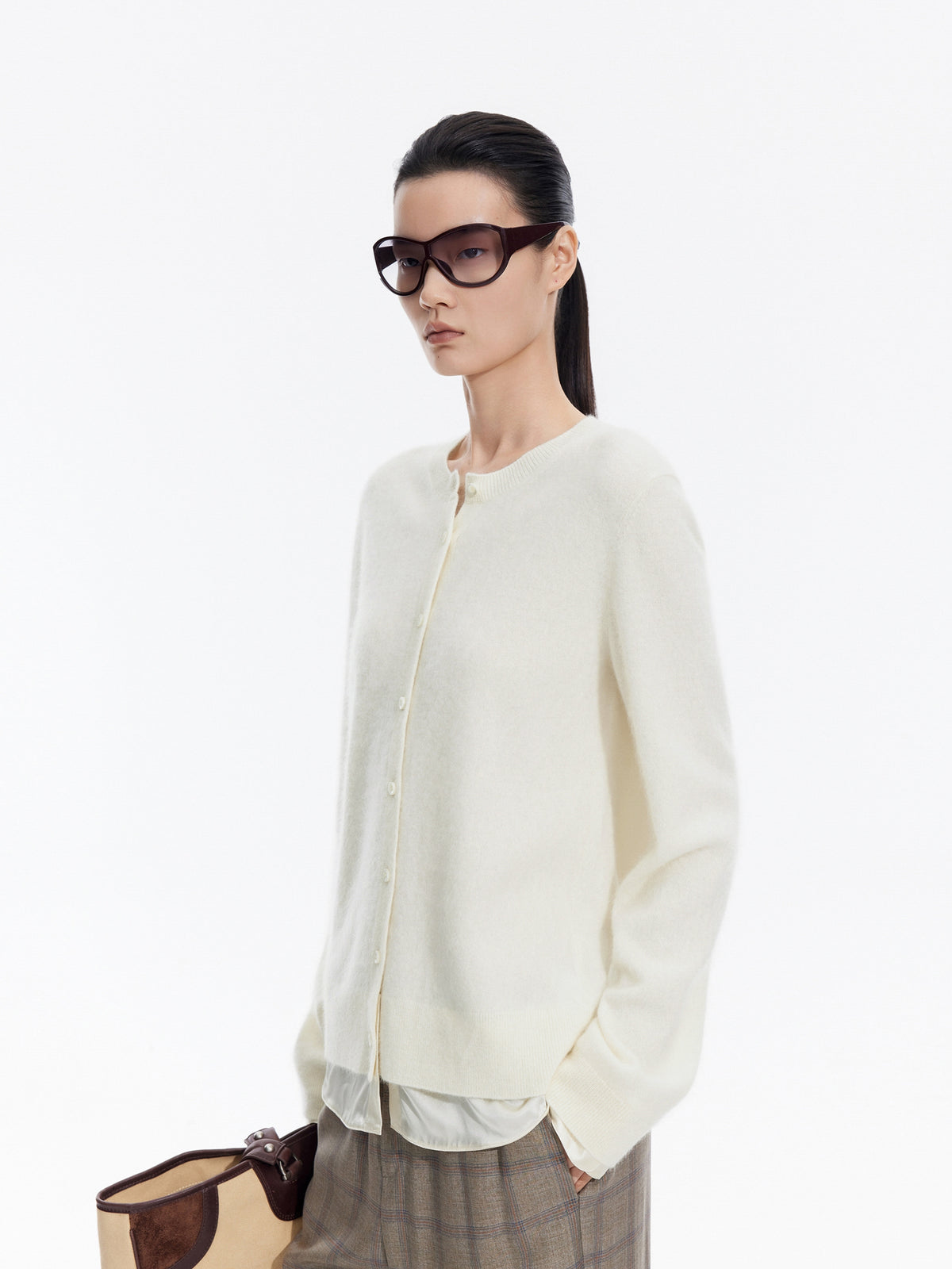 Cardigan / JNBY Wool Cashmere Silk Blend Open Front Sweater