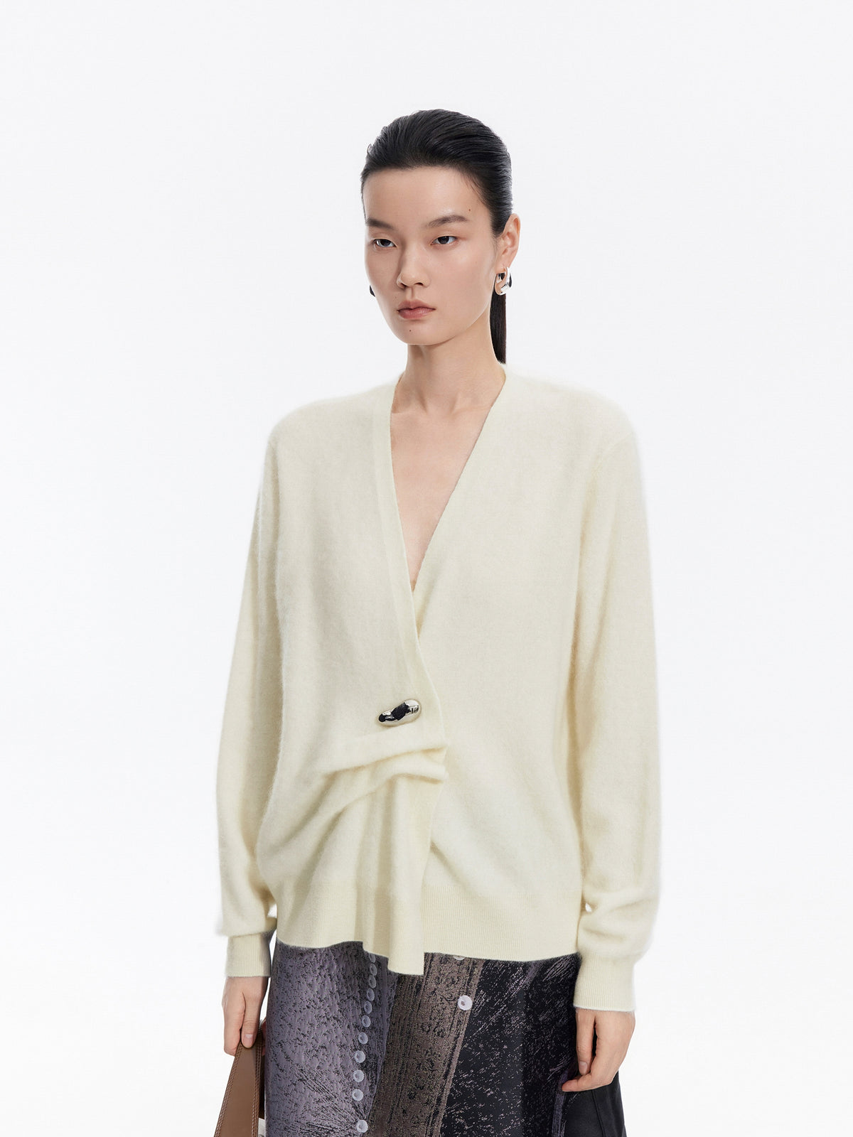 Cardigan / JNBY 100% Wool V-Neck Cropped Sweater