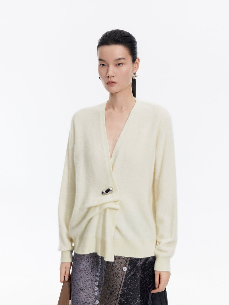 Cardigan / JNBY 100% Wool V-Neck Cropped Sweater