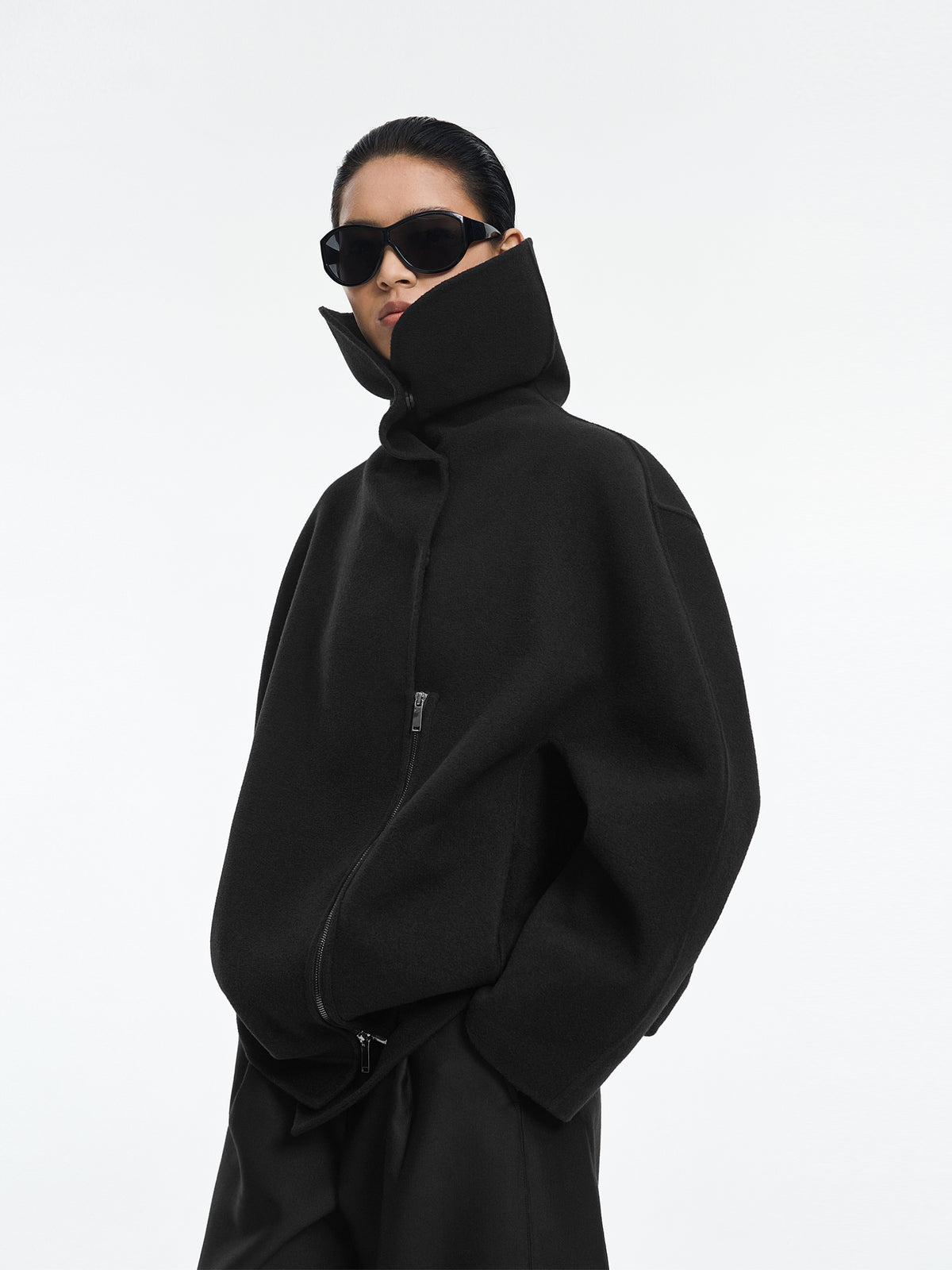 Coat / JNBY Wool Blend Double-Face T-Silhouette Coat