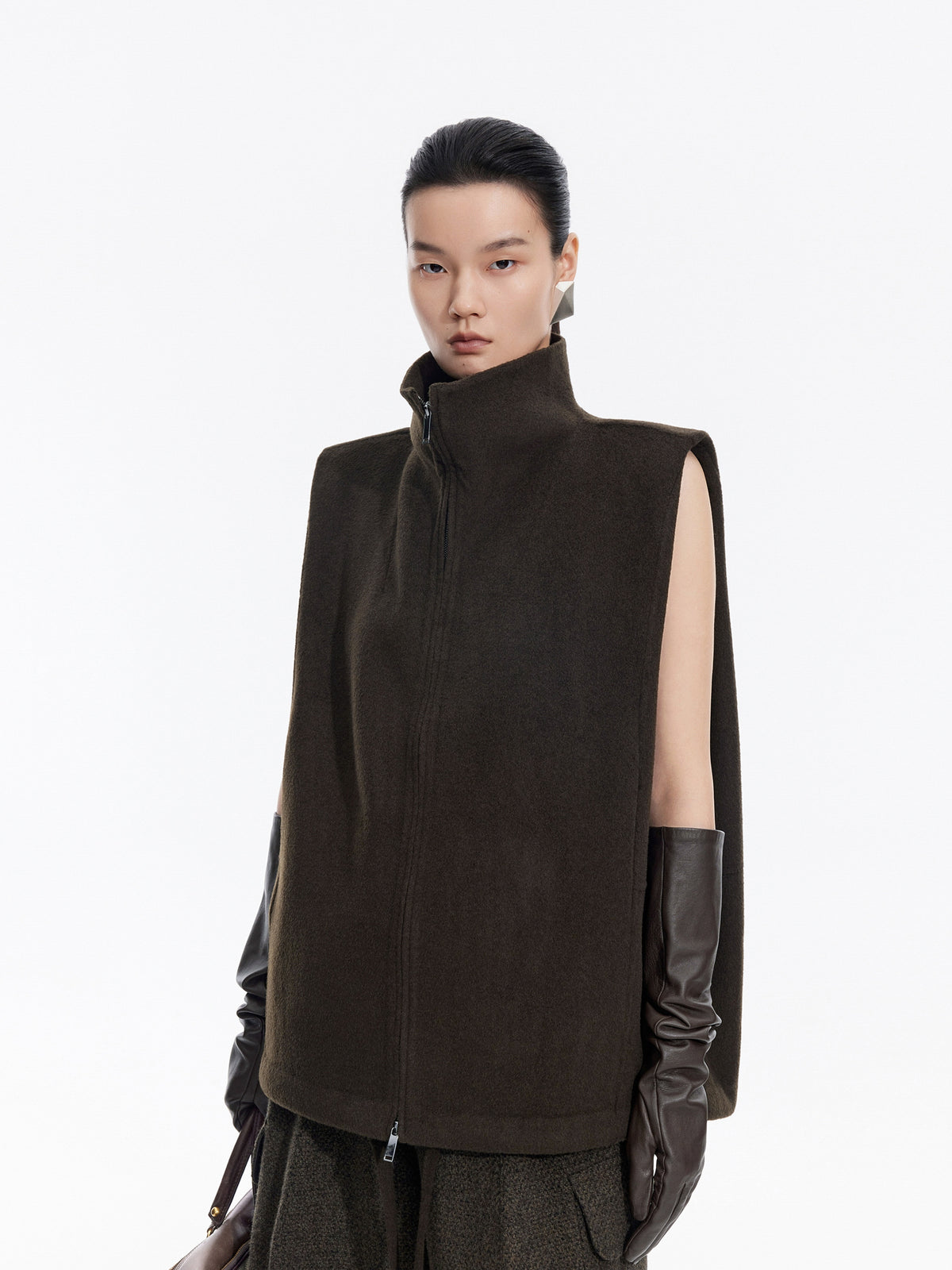 Vest / JNBY Wool Double-Faced Stand Collar Vest
